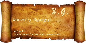 Weszely Györgyi névjegykártya